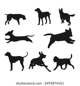 vector illustration of running dog silhouette