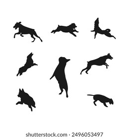 vector illustration of running dog silhouette