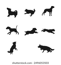 vector illustration of running dog silhouette