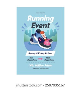 Vector Illustration of running event flyer poster design template