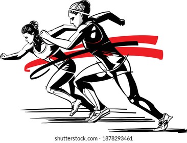 the vector illustration of the running fit woman