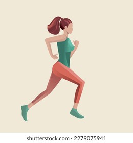 vector illustration of a running girl. The girl is jogging