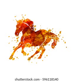 Vector illustration of  running horse