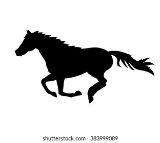 Vector illustration of running horse on white background. Element for design.