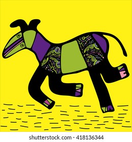 vector illustration of running horse with people eyes