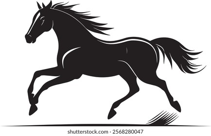 Vector illustration of running horse silhouette