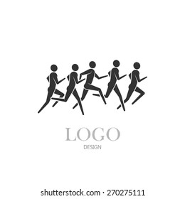 vector illustration of running or jogging men icons. fitness or marathon logo design
