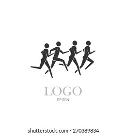 vector illustration of running or jogging men icons. fitness or marathon logo design.