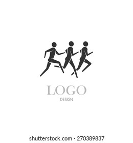 vector illustration of running or jogging men icons. fitness or marathon logo design.