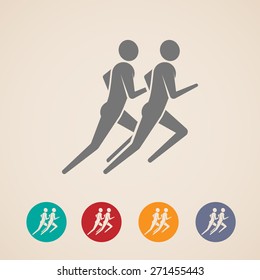 vector illustration of running or jogging men icons. fitness logo design.