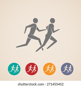 vector illustration of running or jogging men icons. fitness logo design.