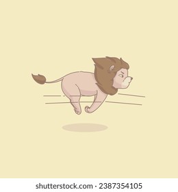 A Vector illustration of a Running Lion. Suitable for product with zoo concept, cute concept, kids product, sticker, greeting card, baby shower concept, birth card, etc