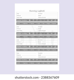 Vector Illustration of running log book interior