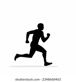 Vector illustration of a running man in black on a white background
