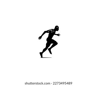 Ilustración vectorial de la silueta del hombre en marcha aislada en fondo blanco