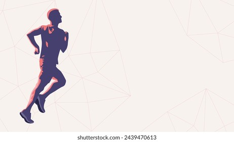 Vector Illustration of Running Man Silhouette. Marathon Banner or Poster with Ample Copy Space.