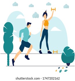 Ilustración vectorial, correr, concepto de meditación, beneficios de salud deportiva del cuerpo. mente y emociones. proceso de reflexión