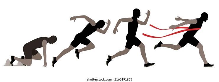 Vector illustration of running; motion exposure shot,