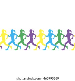 Vector illustration with running people