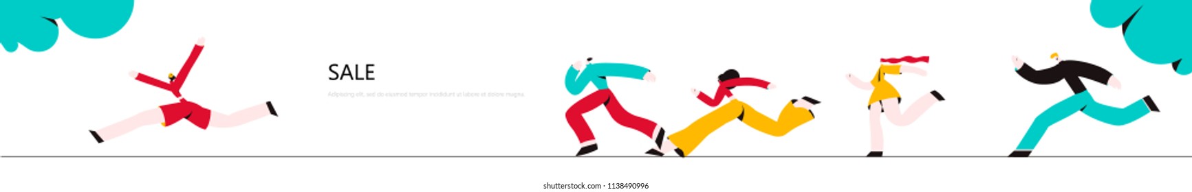 Vector illustration with running people. Use in Web Project and Applications.