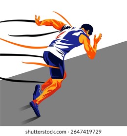 vector illustration of a running person with a grunge silhouette design style. Sport. Design with a running sports competition concept. national and international sports. runner athlete silhouette