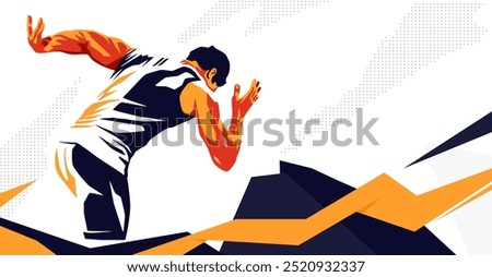 vector illustration of a running person with a grunge silhouette design style. Sport. Design with a running sports competition concept. national and international sports. runner athlete silhouette