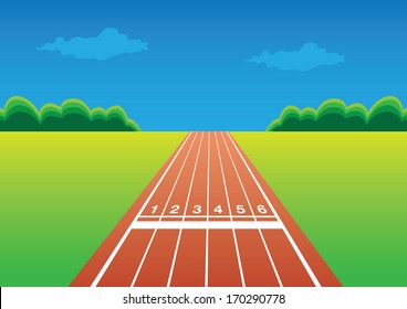 Vector Illustration Of A Running Race Track With Own Area For Headline And Copy.