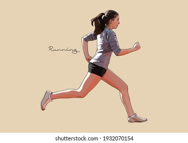 Vector Illustration of  Running, Runner