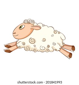 vector illustration of running sheep