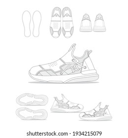 Vector illustration Running Shoes Design Mockup of Commercial Use