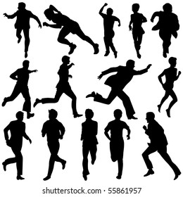 Vector illustration of Running Silhouettes.