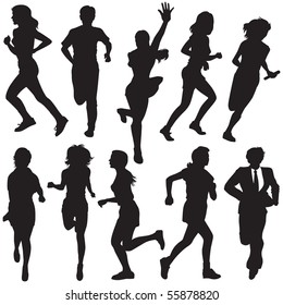 Vector illustration of Running Silhouettes.