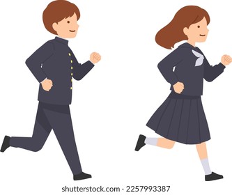 Vector illustration of running students