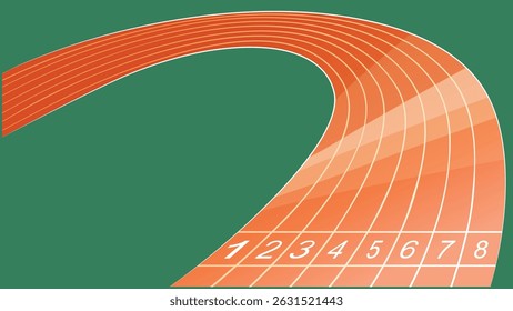 Vector illustration of running track with green field