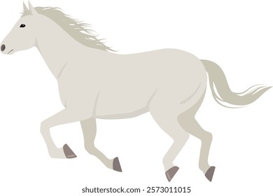 Vector illustration of a running white horse