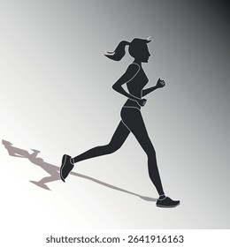 Vector illustration of running woman. Silhouette ,flat style, for poster or banner use