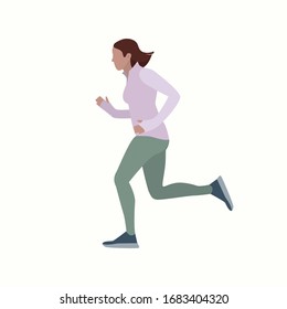 Vector illustration of running young woman in sportswear. Flat. Sport, training, run.