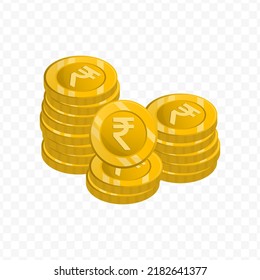 Ilustración vectorial de las monedas de rupia. vector de color dorado para el diseño de sitios web. Diseño sencillo con fondo transparente (PNG).