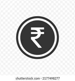 Vector illustration of Rupee currency icon in dark color and transparent background(png).