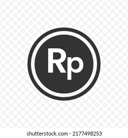 Vector illustration of Rupiah currency icon in dark color and transparent background(png).