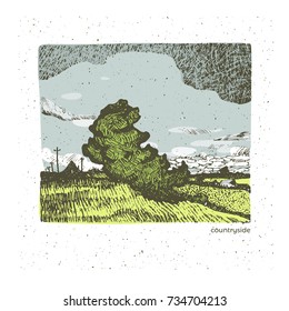 vector illustration of a rural landscape