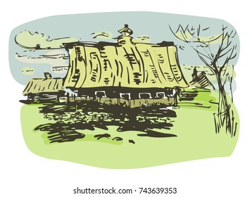 vector illustration of rural landscape