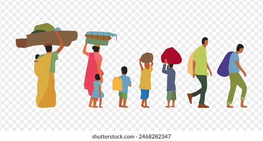 Vector illustration of rural people transparent background