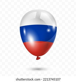 Vector illustration of Russia country flag balloon on transparent background (PNG). Flying flag balloons for Independence Day celebrations.