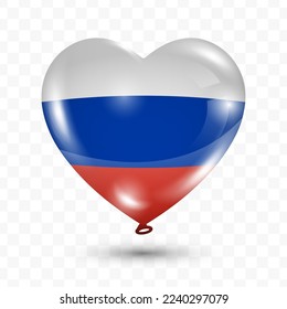 Vector illustration of a Russia country love balloon on transparent background (PNG). Flying love balloons for Independence Day celebration.