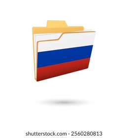 Vector illustration of Russia flag isolated in file folder on white background.