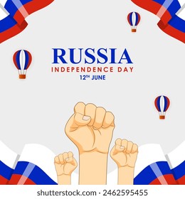 Vector illustration of Russia Independence Day 12 June social media feed template