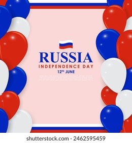 Ilustración vectorial del Día de la Independencia de Rusia 12 de junio Plantilla de feeds de medios sociales