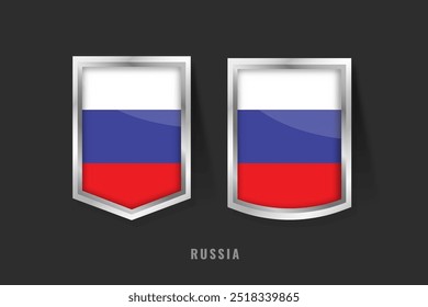 Vector Illustration of RUSSIA Label Logo. RUSSIA Badge Sign RUSSIA With Flag, Russian Product Label Banners Template.