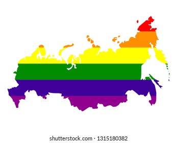 vector illustration of Russia map with LGBT flag
